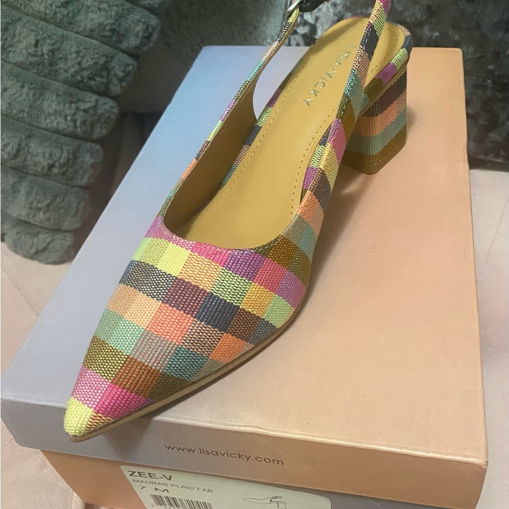 Lisa Vicky Zee-V Multicolor Plaid Women's Heels